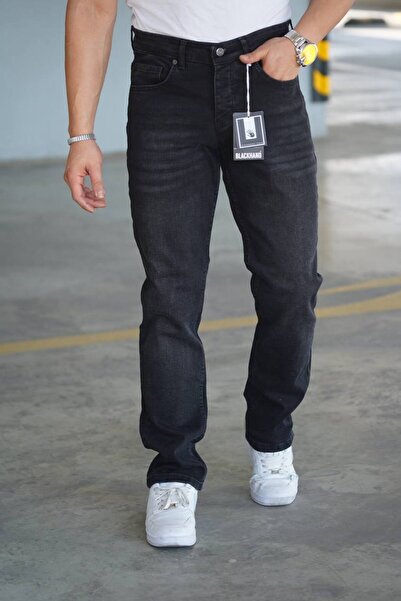 BM BALANCEMODA Men's Dark Wash Regular Pipe Leg Stretchy Stretch Fabric Denim Jeans Denim Trousers