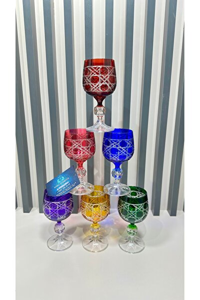 Vakıf home Bohemia Kristal Renkli El İşi Kahve Yanı Su Bardağı