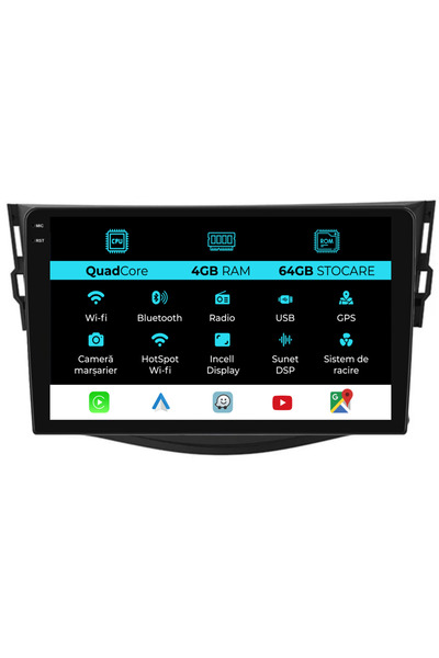 NavStore Navigatie Dedicata Toyota Rav 4 (2006-2013),QuadCore, 9Inch, 4Gb Ram, 64Gb Stocare, Carplay