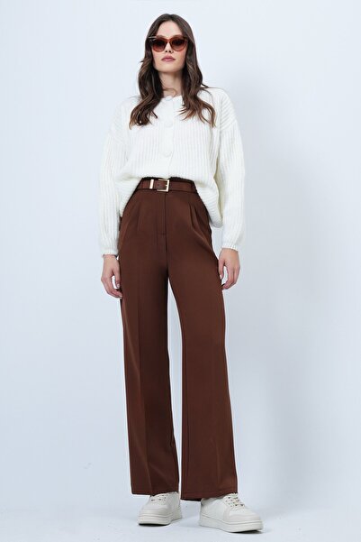 VAGGON Elastic Waist Button Closure Double Pocket Pants