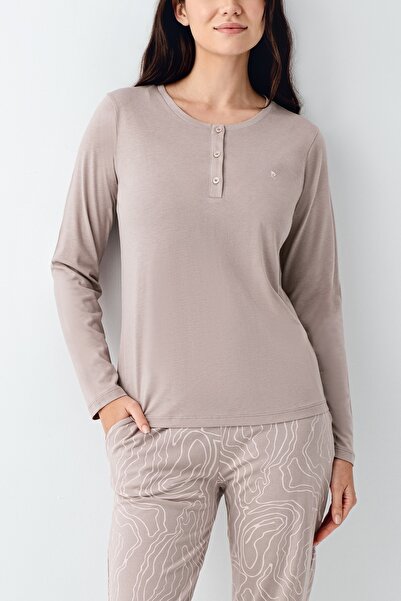 Pierre Cardin Σετ γυναικεία πιτζάμα με μακρυμάνικο βιζόν με κουμπιά TH0CL97PC