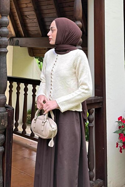 lamelif Κουμπιά με λεπτομέρειες ζωγραφισμένα σε χρώματα της φύσης ζακέτα