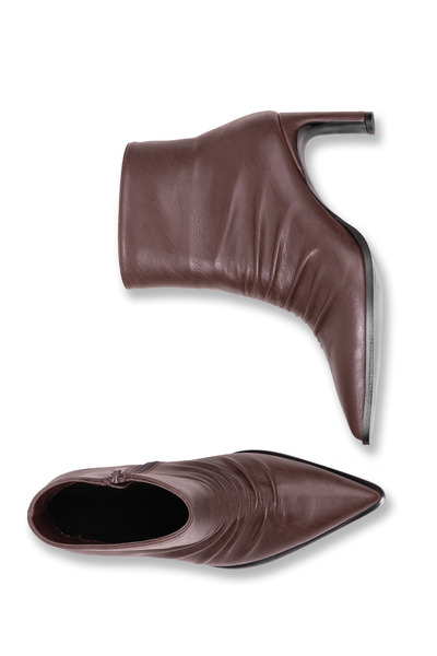 MARY Women's Daily Stylish Pointed Toe Leather-Look Comfortable Fit Heeled Boots