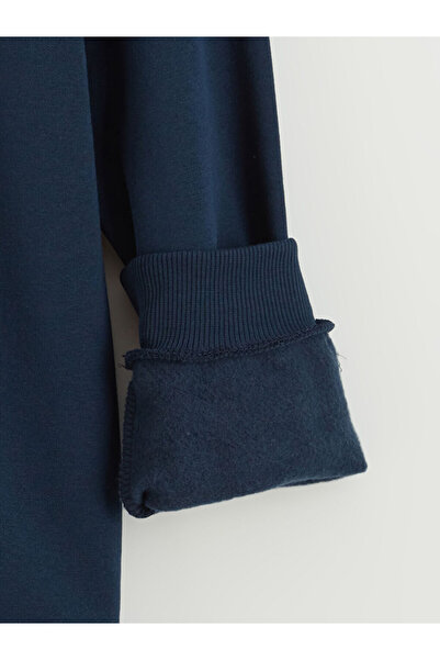 LC Waikiki Lcw Kids Navy Blue Printed Boys' Thick Sweatshirt