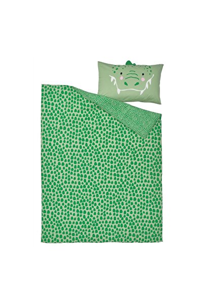 IKEA NATTHÄGER Duvet cover and pillowcase, green/crocodile, 150 x 200/50 x 80 cm