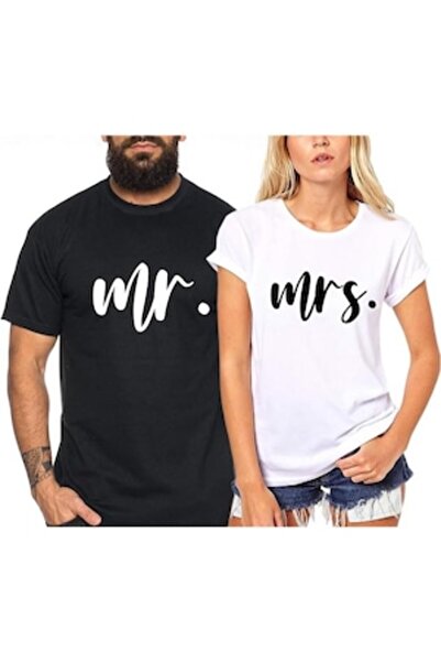 OEM - Set de 2 tricouri pentru cupluri, personalizate Dl. și Dna., 100% bumba...