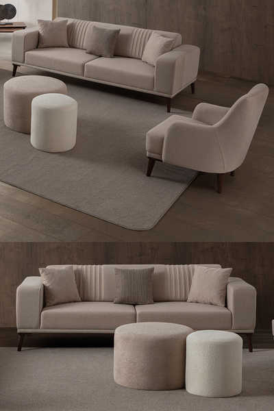 EDSY HOME Regnar 3+1 Koltuk Takımı Sütlü Kahve