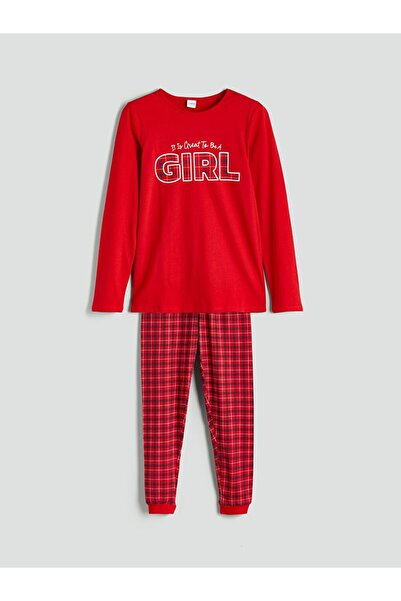 LC Waikiki Lcw Kids Crew Neck Printed Girls Pajama Set Mother Daughter Combination