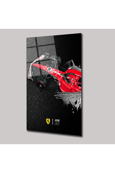 SteelArtDec LECLERC İMZALI F1 FERRARİ - CAM TABLO - DEG0129
