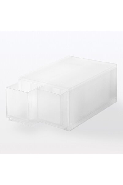 Muji Polypropylene Case with Partition, Deep Drawer Type, 2 Partition, W 26 x D 37 x H 17.5 cm