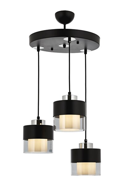 LBX LİGHTİNG BOX Yıldız Home Polo 3.lü Siyah-Krom Füme Camlı Avize