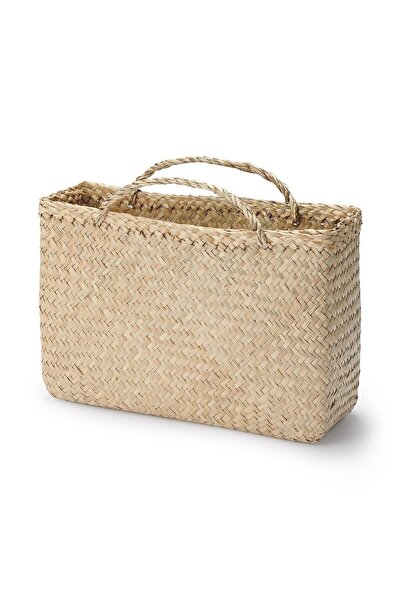 Muji Seagrass Herringbone Basket With Handle L, W36 x D12.5 x H24 cm