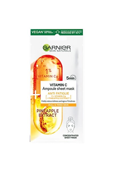 Garnier Skin Naturals Ampoule Anti-fatigue sheet mask with Pineapple and Vitamin Cg, 15 g