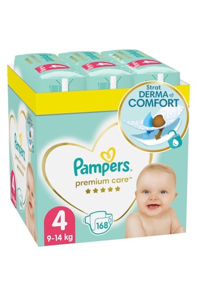 Pampers Scutece Premium Care XXL, cutie, mărimea 4 (9-14 kg), 168 buc.