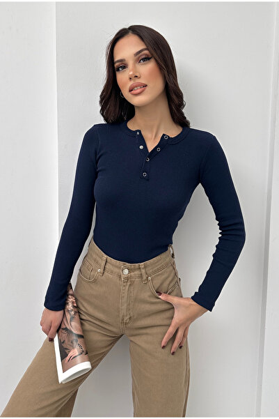 KHAB PREMİUM Kadın Uzun Kollu Patlı Fitilli Kaşkorse Bluz