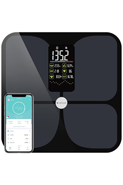 OEM LEPULSE F4 Smart Scale, 180 kg, Bluetooth, 15 body metrics, large LCD dis...