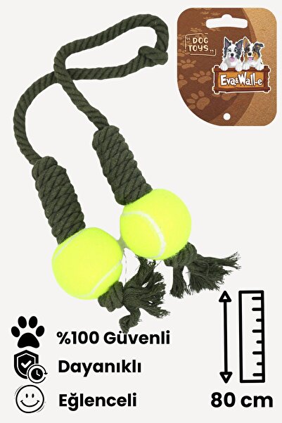 Eva & Wall-e Tenis Toplu Halat Köpek Oyuncağı | Orta ve Büyük Irklar İçin Dayanıklı İpli Çekiştirme Topu