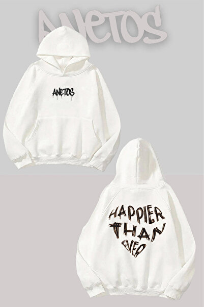 Anetos Billie Eilish 7 Sweatshirt alb cu glugă și imprimeu pe spate