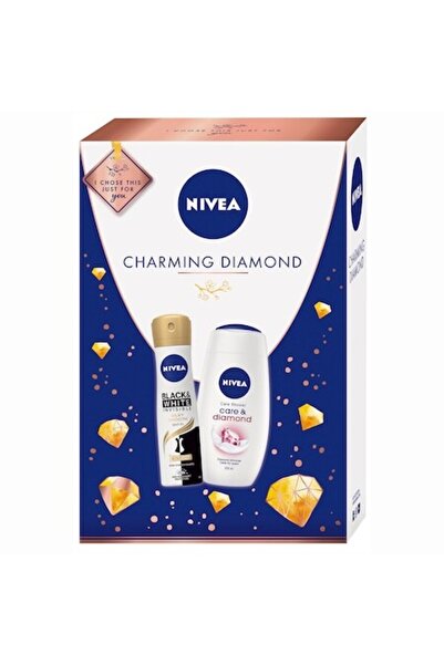 NIVEA Charming Diamond Set: Shower Gel 250ml + Black&White Deodorant Spray 150ml