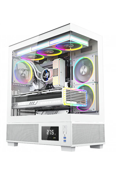 ProGaming - Computer Parts for Gamers ProGaming Kian Case, Middle Tower, ATX, No PSU, 6 ARGB Fans, Digital Display, White
