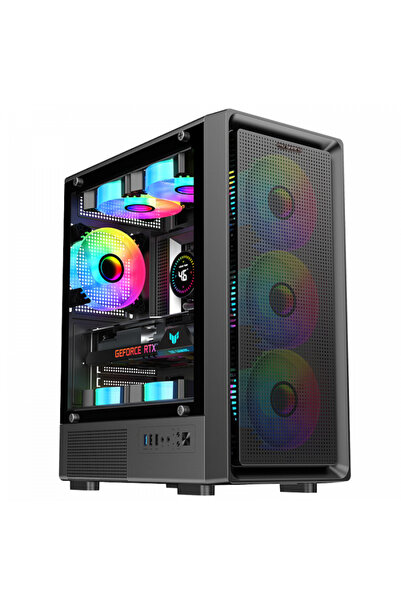 ProGaming - Computer Parts for Gamers ProGaming Vision Case, Middle Tower, M-ATX, Without Power Supply, 4 RGB Fans, Black