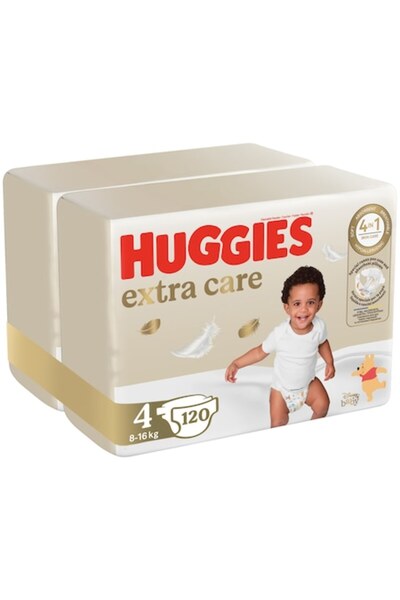 Huggies Extra Care Diapers Pack 4, Mega, 8-16 kg, 120 pcs