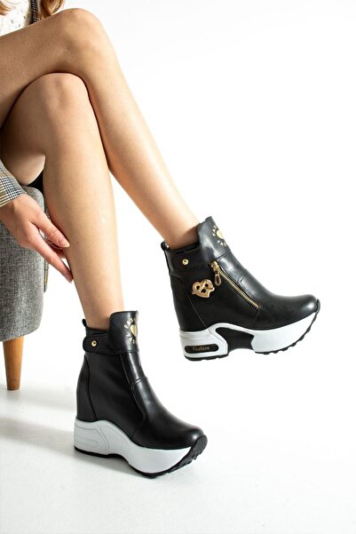 Shero shoes KADIN PERA FERMUAR DETAYLI GİZLİ DOLGU BOT