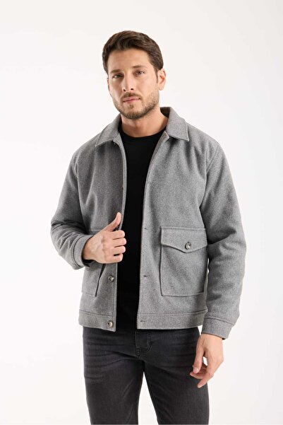 Wise Men's Double Pocket Cashmere Buttoned Jacket Coat