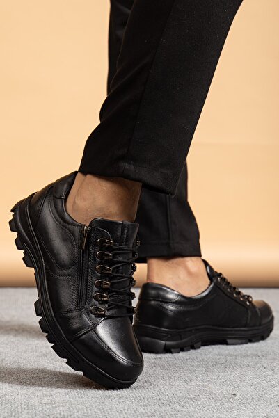 maximoda Genuine Leather, Zippered, Stitched to the Sole, Winter Men's Leather Outdoor Shoes