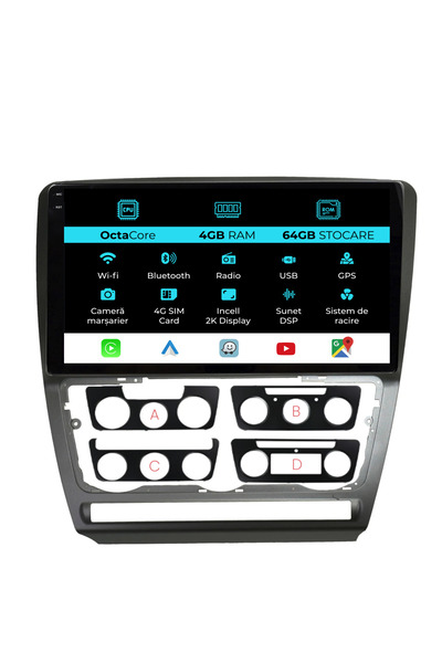 NavStore Dedicated Navigation Skoda Octavia 2 (2004-2013), 2K, 4Gb Ram, 64Gb Storage, Carplay