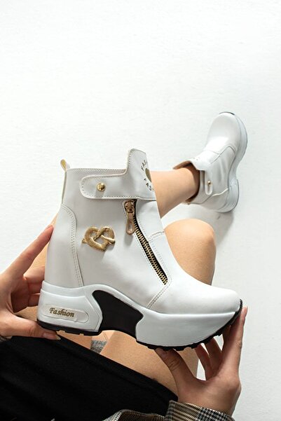 Shero shoes KADIN PERA FERMUAR DETAYLI GİZLİ DOLGU BOT