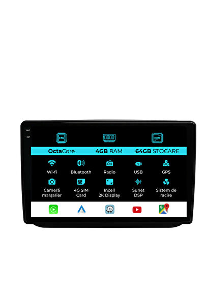 NavStore Dedicated Navigation Skoda Fabia (2007-2014), 2K, 4Gb Ram, 64Gb Storage, Carplay