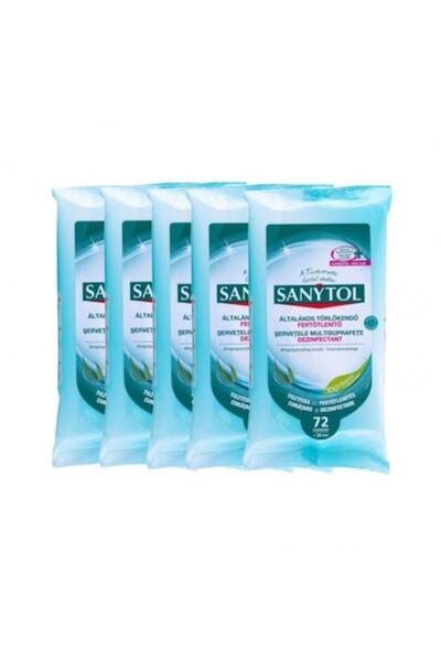 Sanytol șervețele umede dezinfectante pentru suprafețe, pachet 5 x 72 buc