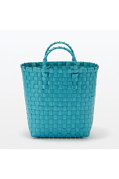 Muji Recycled Pp Strapping Band Hand-Woven Basket, Small, Approx. Dia. 25 x H 20 cm