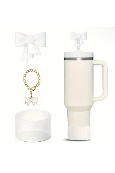 alisa 1 Takım 3 Parça 10mm Şık Fiyonk Silikon Pipet Ucu, 30&40oz Termoslar için