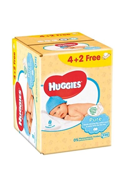 Huggies Pure wet wipes, 4+2 packs, 336 pcs