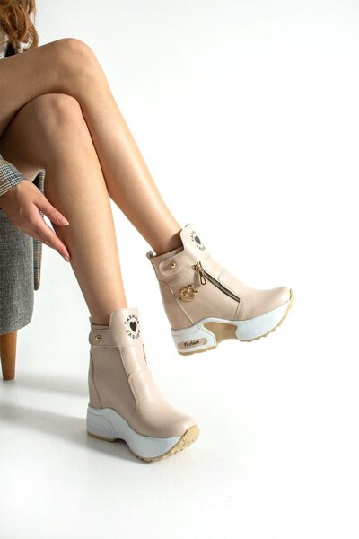 Shero shoes KADIN PERA FERMUAR DETAYLI GİZLİ DOLGU BOT