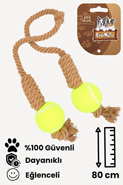Eva & Wall-e Tenis Toplu Halat Köpek Oyuncağı | Orta ve Büyük Irklar İçin Dayanıklı İpli Çekiştirme Topu