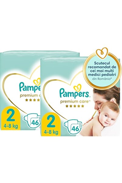 Pampers Scutece Premium Care mărimea 2, nou-născuți, 4-8 kg, 92 bucăți