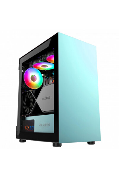 ProGaming - Computer Parts for Gamers ProGaming Myrmidon Case, Mini Tower, M-ATX, No PSU, 3 ARGB Fans, Blue