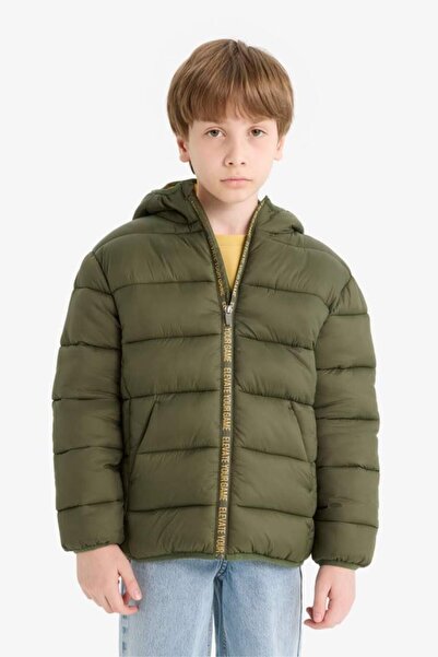 DeFacto Boy's Water Repellent K Hooded Zippered Puffer Jacket (25 Wn)