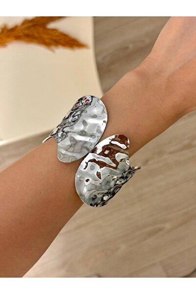 YOUES JEWELRY Çelik Kalın Kelepçe Bilezik Ayarlanabilir Kadın Erkek Unisex