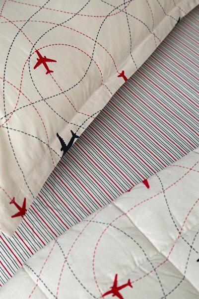 Apricitas HOME Plane Tek Kişilik Yatak Örtülü Set