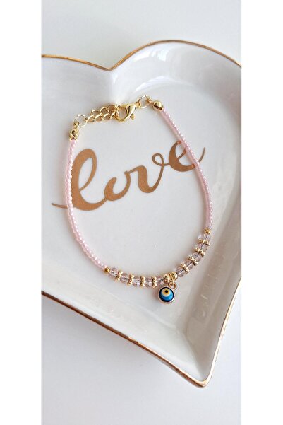 Svc Aksesuar Gift Evil Eye Beaded Bracelet - Light Pink