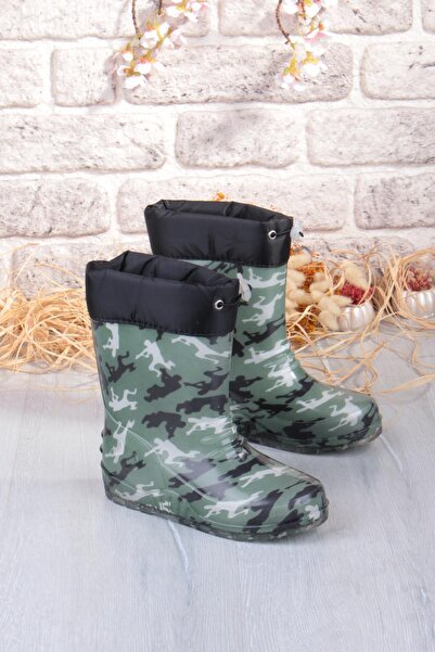 fort 7061 Waterproof Boys' Snow Rain Boots with Soldier Figures and Plush Inside