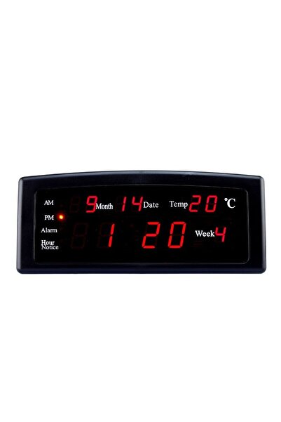 SokShop Digital clock, red LED display, date, alarm, temperature, black,