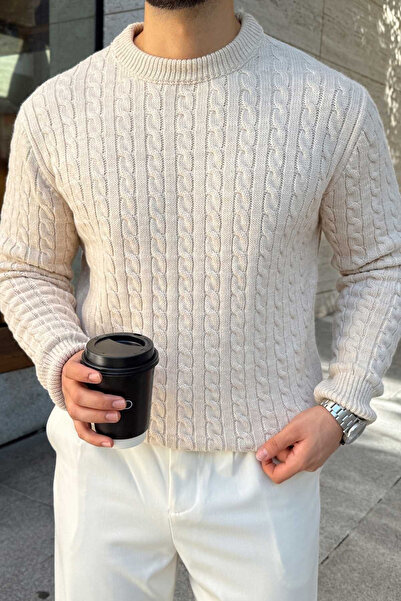 Livio Ferri Mira Premium Hair Knit Crew Neck Thick Knitwear Sweater