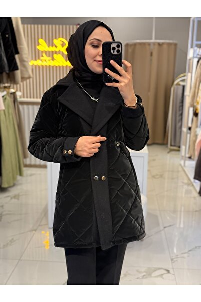 Shulee Capitone Şişme Mont Siyah