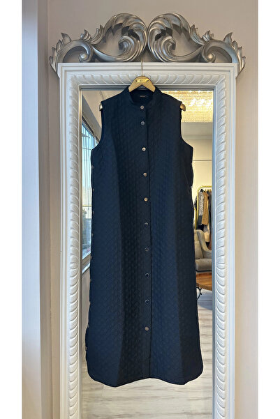 Invee Quilted Long Vest - Black