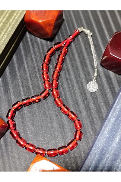 Anemore Collection سبحة من العنبر الأحمر المضغوط بقطع كبسولي